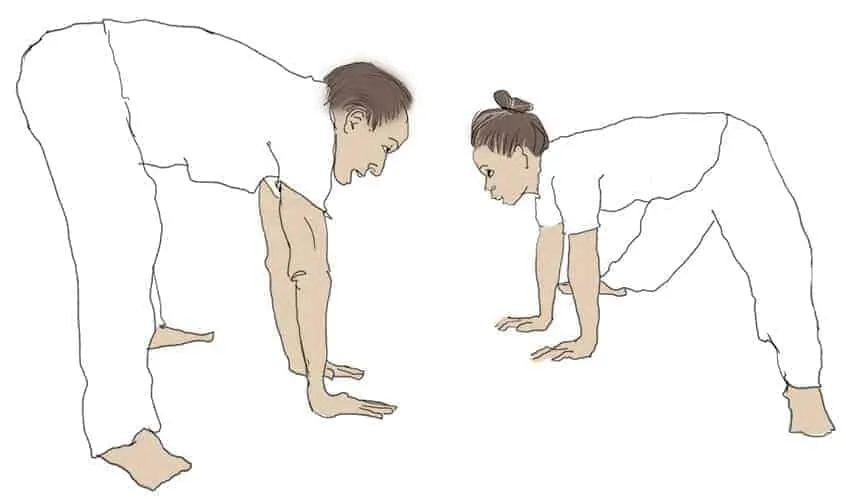 illustration of two people exercise